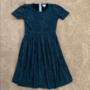 Lularoe Amelia Dress M Dark Teal Paisley Embossed